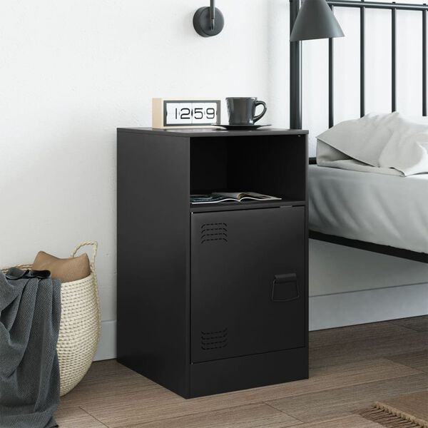 vidaXL Bedside Cabinet Black 34.5x39x62 cm Steel