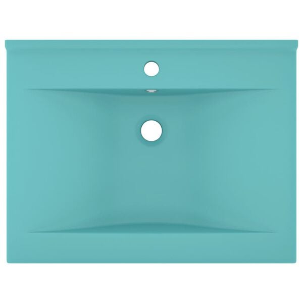 vidaXL Luxury Basin with Faucet Hole Matt Light Green 60x46 cm Ceramic