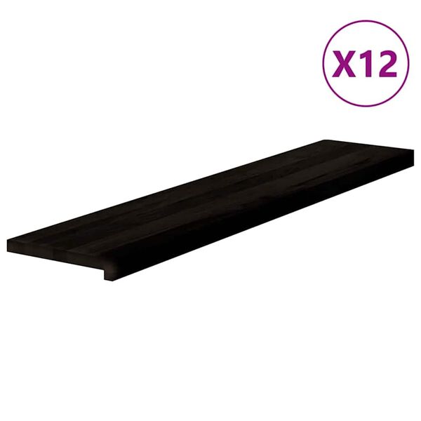 vidaXL Stair Treads 12 pcs Dark Brown 120x25x2 cm Solid Wood Oak