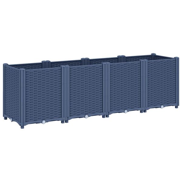 vidaXL Garden Planter Blue Grey 160x40x53 cm PP