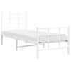 vidaXL Metal Bed Frame without Mattress with Footboard White 75x190cm