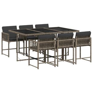 vidaXL Garden Dining Set | Grey | PE Rattan | 6-Seater | Foldable