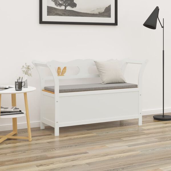 vidaXL Bench White 107x45x75.5 cm Solid Wood Fir
