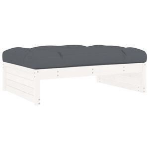 vidaXL Garden Footstool | White | Solid pine wood and Oxford fabric | Medium