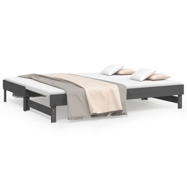 vidaXL Pull-out Day Bed without Mattress Grey 2x(100x200) cm