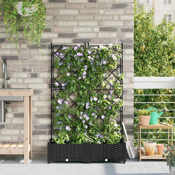 vidaXL Garden Planter 2 pcs Black 80 x 40 x 125.5 cm Steel