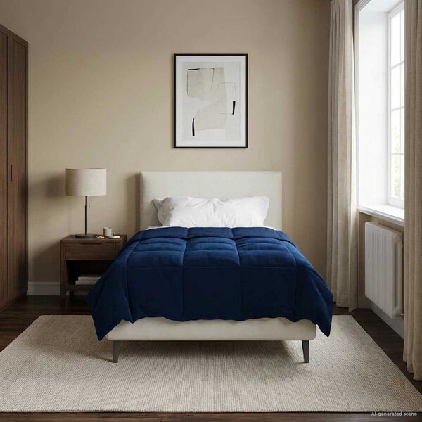 vidaXL Full Year Duvet Quilted Dark Blue 140 x 220 cm Microfiber