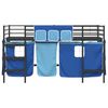 vidaXL Kids'Loft Bed Frame with Curtains Black and Blue 100 x 200 cm