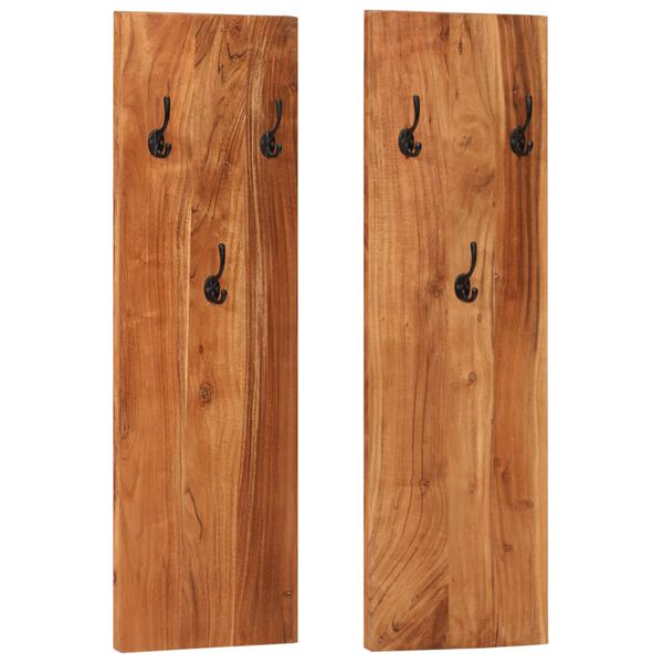 vidaXL Wall-mounted Coat Racks 2 pcs 36x3x110 cm Solid Acacia Wood