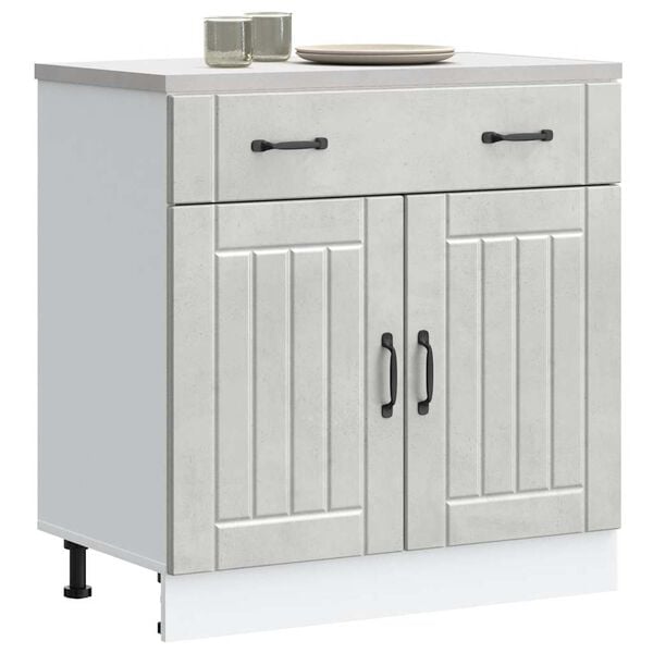 vidaXL Kitchen Base Cabinet Lucca Concrete Grey Engineered Wood
