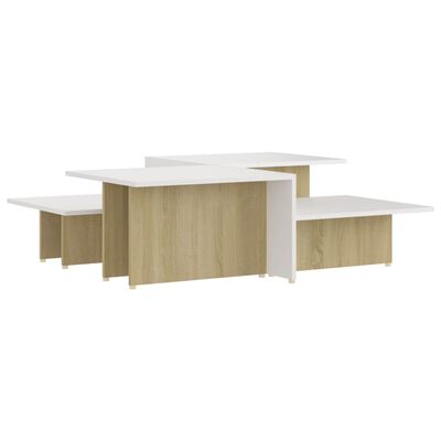 vidaXL Coffee Tables 2 pcs Sonoma Oak and White 111.5x50x33 cm Engineered Wood
