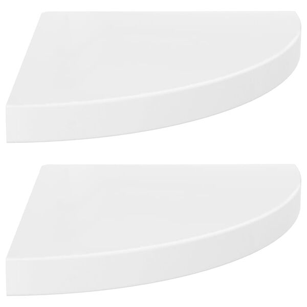vidaXL Floating Corner Shelves 2 pcs High Gloss White 35x35x3.8 cm MDF