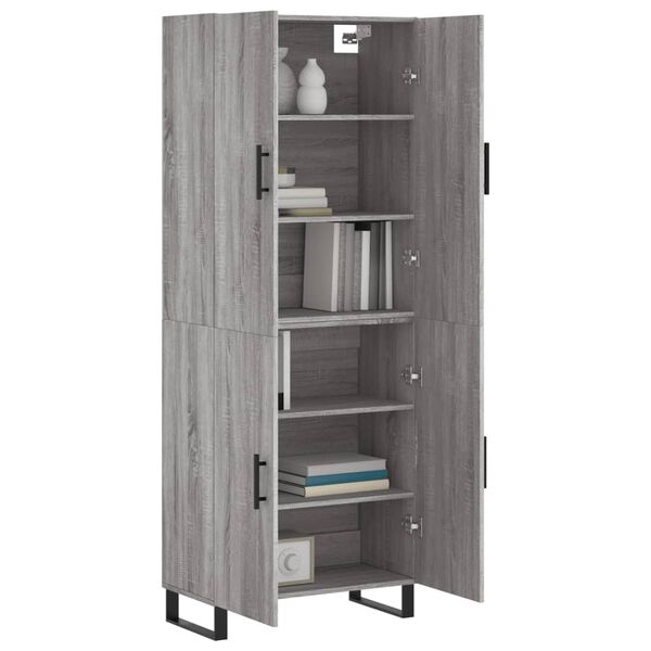vidaXL Highboard Grey Sonoma 69.5x34x180 cm Engineered Wood