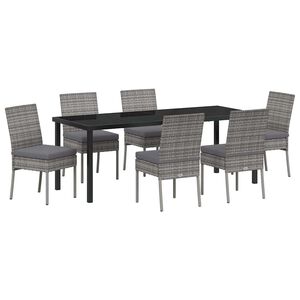 vidaXL Garden Dining Set 7 pcs Grey Powder-Coated Steel