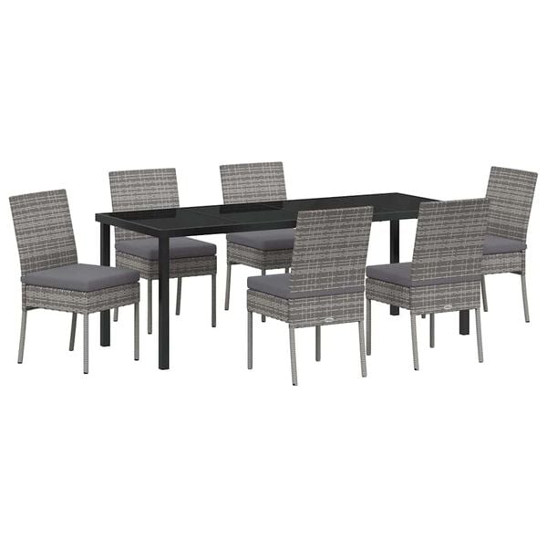 vidaXL Garden Dining Set 7 pcs Grey Powder-Coated Steel