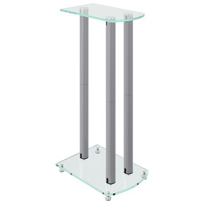 vidaXL Speaker Stands 2 pcs Silver Tempered Glass 3 Pillars Design