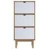 vidaXL Shoe Cabinet OTTA with 3 Drawers Brown&White Solid Wood Pine