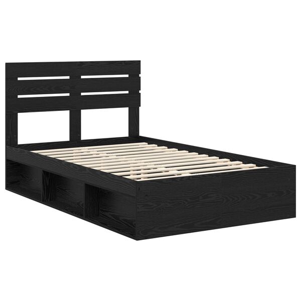 vidaXL Bed Frame with Headboard Black 120 x 200 cm Solid Pine Wood