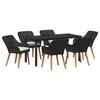 vidaXL Garden Dining Set with Cushion 7 pcs Black Poly Rattan