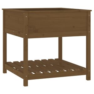vidaXL Planter with Shelf Honey Brown 82.5x82.5x81 cm Solid Wood Pine