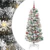 vidaXL Artificial Hinged Christmas Tree Green and White 150 cm