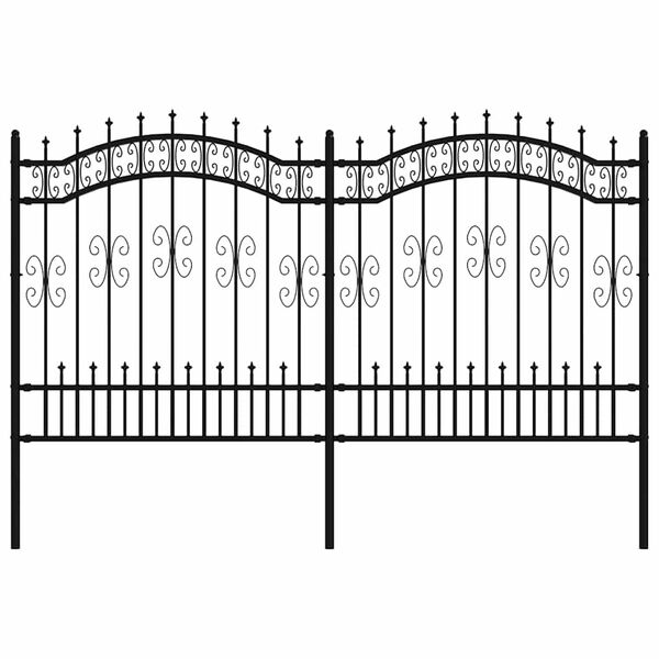 vidaXL Garden Fence Kampen with Spear Top Black 240x125 cm Steel