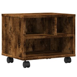 vidaXL Printer Stand with Wheels Smoked Oak 41x32x34,5 cm