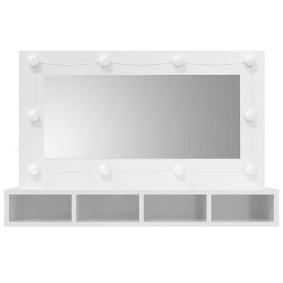 vidaXL Mirror Cabinet with LED High Gloss White 90x31.5x62 cm