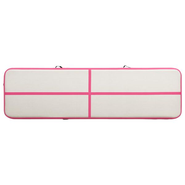 vidaXL Inflatable Gymnastics Mat with Pump 700x100x15 cm PVC Pink