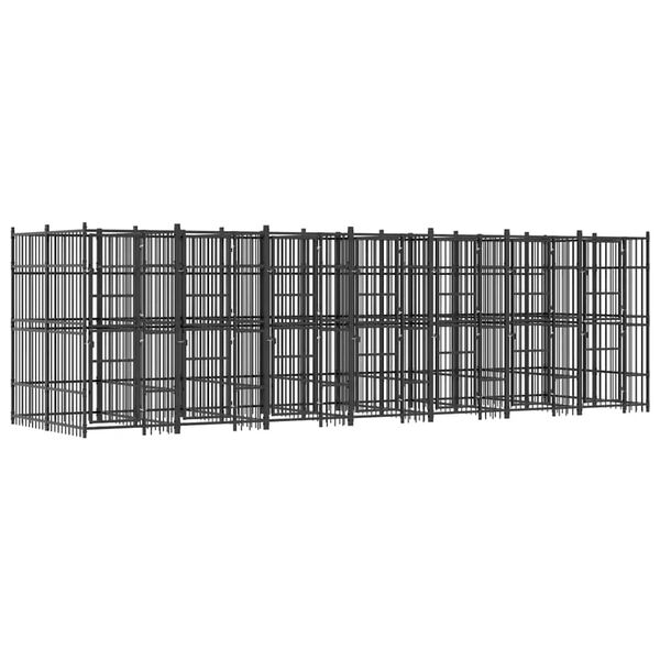 vidaXL Outdoor Dog Kennel Steel 12.9 m&sup2;