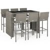 vidaXL 7 Piece Garden Bar Set Grey Poly Rattan