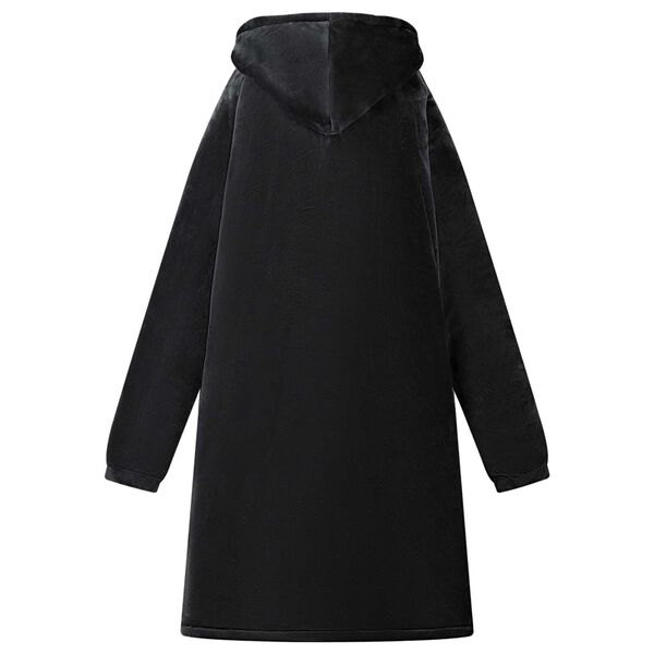 vidaXL Blanket Hoodie Black L Fleece and Flannel