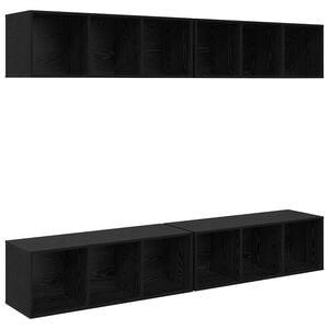 vidaXL TV Cabinet Set 4 pcs Black Oak 37 x 37 x 107 cm Engineered Wood
