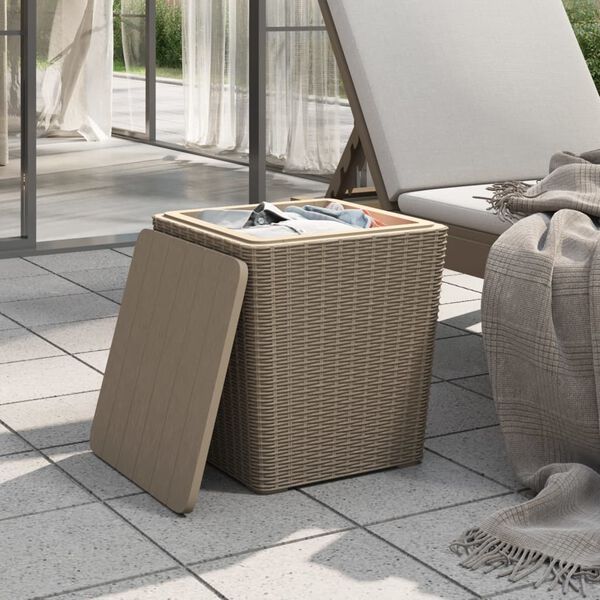vidaXL Garden Table with Removable Lid Light Brown Polypropylene