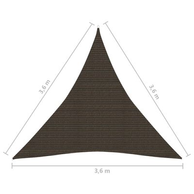 vidaXL Sunshade Sail 160 g/m² Brown 3.6x3.6x3.6 m HDPE