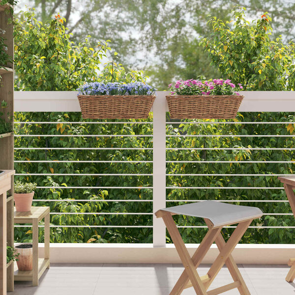 vidaXL Hanging Planter Basket 2 pcs Brown 48 x 22 x 15 cm Lacak Rattan