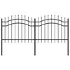 vidaXL Garden Fence with Spear Top Black 239x100 cm Powder-coated Steel