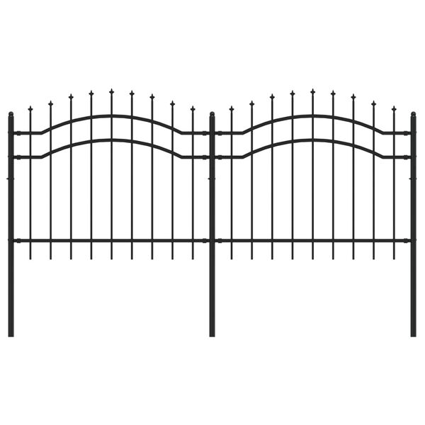 vidaXL Garden Fence with Spear Top Black 239x100 cm Powder-coated Steel