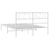 vidaXL Metal Bed Frame without Mattress with Headboard White 140x190cm