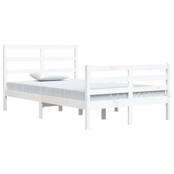 vidaXL Bed Frame without Mattress White Solid Wood Pine 120x200 cm