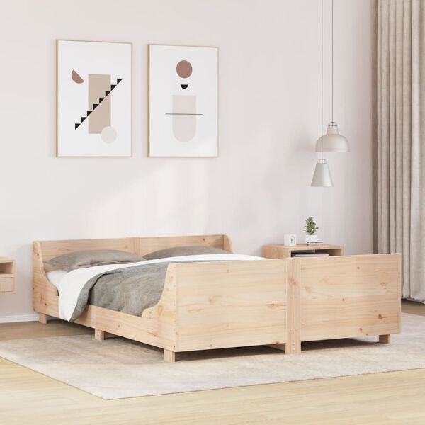vidaXL Bed Frame without Mattress 150x200 cm King Size Solid Wood Pine