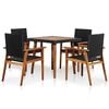 vidaXL 5 Piece Outdoor Dining Set Poly Rattan Black and Brown
