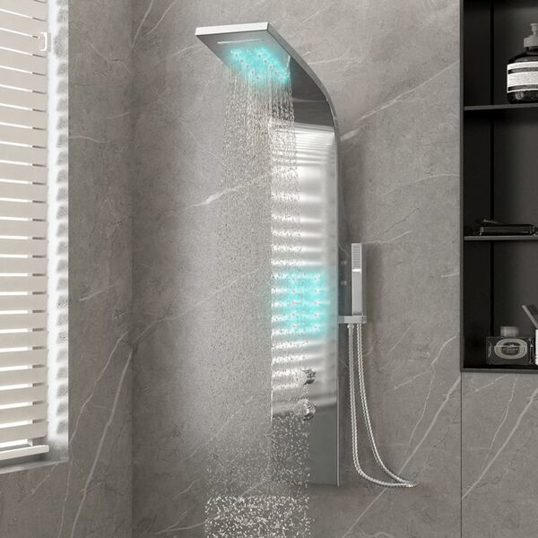 vidaXL Shower Panel System Stainless Steel Curved