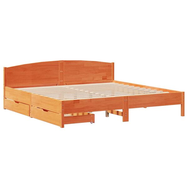 vidaXL Bed Frame without Mattress Wax Brown 200x200 cm Solid Wood Pine