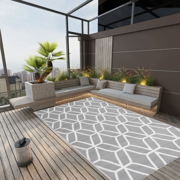 vidaXL Outdoor Rug ARAKIL Grey 140x200 cm PP