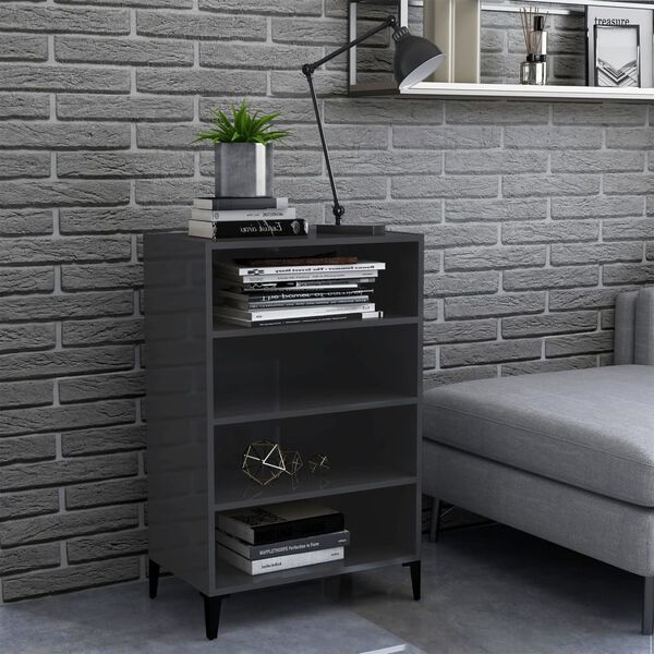 vidaXL Sideboard High Gloss Grey 57x35x90 cm Engineered Wood