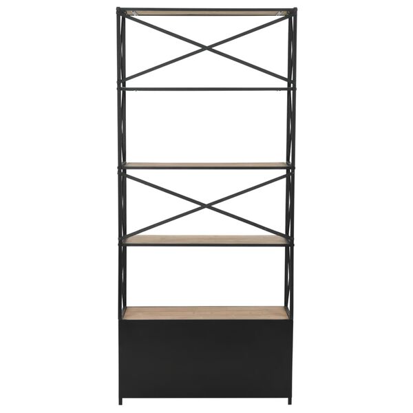 vidaXL Bookcase Solid Firwood and Steel 80x32.5x180 cm