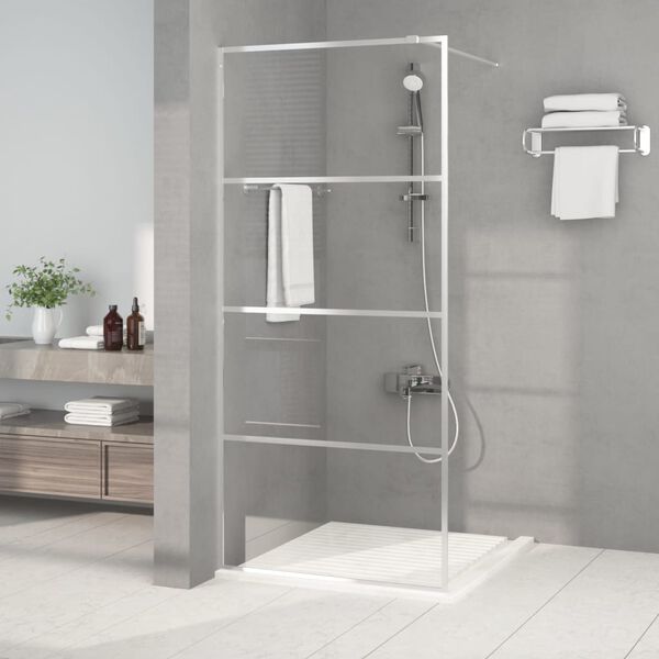 vidaXL Walk-in Shower Wall Silver 90x195 cm Clear ESG Glass