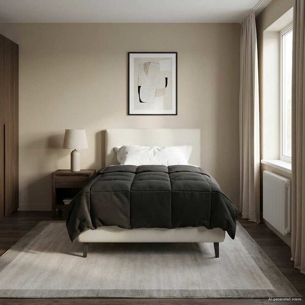 vidaXL Full Year Duvet Quilted Anthracite 135 x 220 cm Microfiber