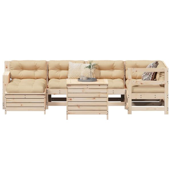 vidaXL 7 Piece Garden Sofa Set Solid Wood Pine
